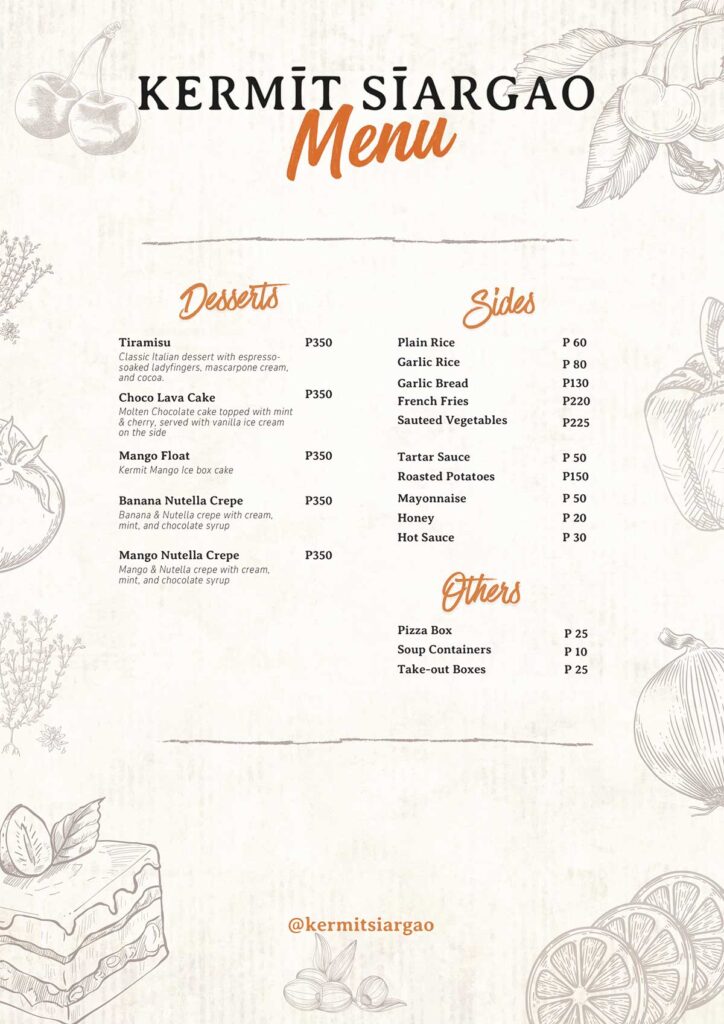 Menu Armit Kermit | SiargaoDelivery